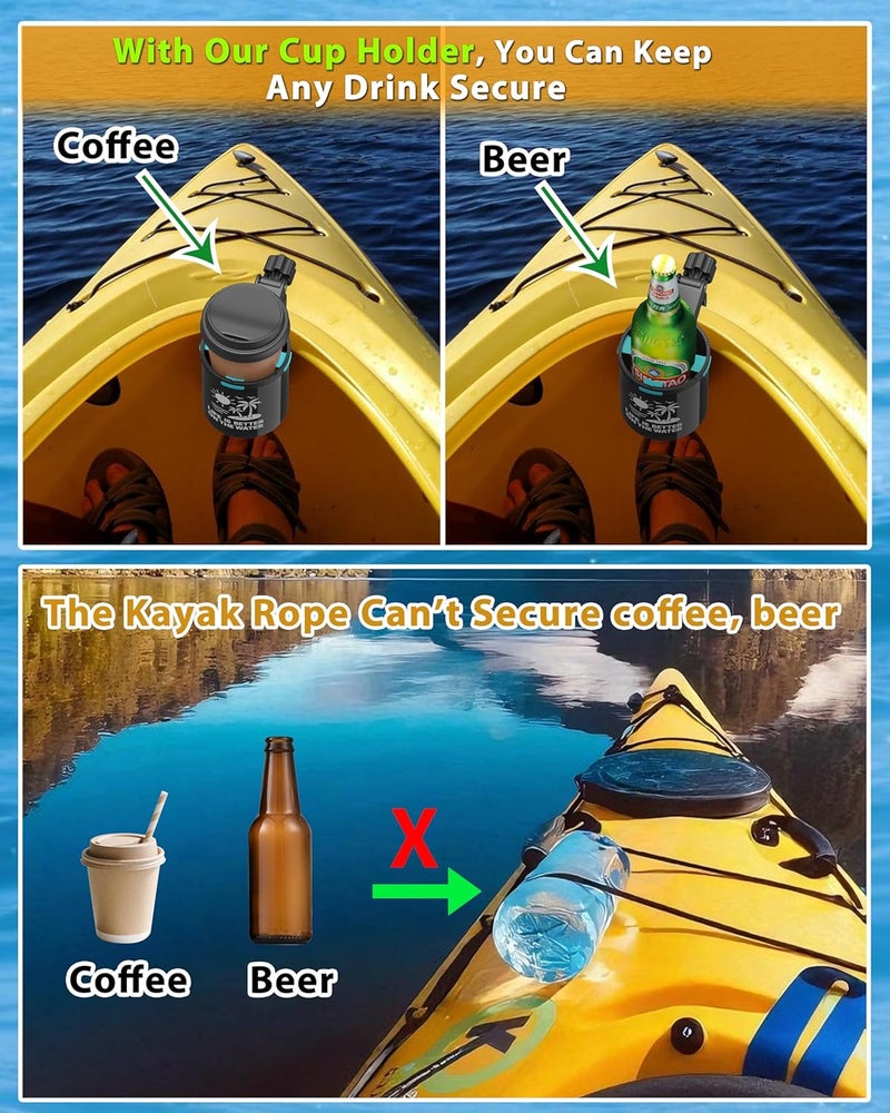 Seaperk Clamp On Kayak Cup Holder, Adjustable & Tool - Free Installation, Ideal for Kayaks, Jet Skis | Perfect Kayak Gift for Men, Must - Have Kayak & Jet Ski Accessories| 1 - Pack - Image 2